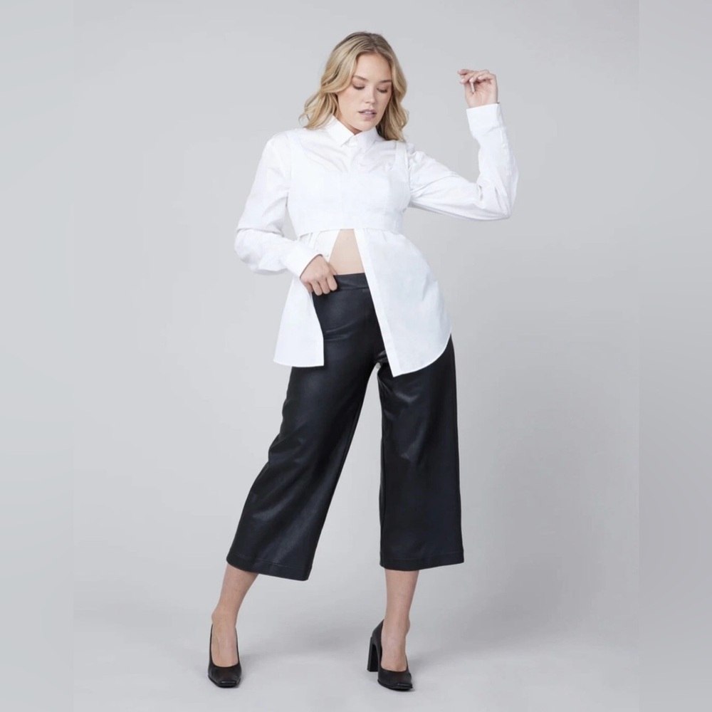 SPANX Faux Leather Wide Leg Coulottes
